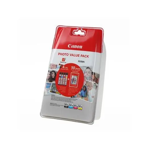TINTA Canon CLI-581 XL C/M/Y/BK PHOTO VALUE PACK + 50 PAPIRA-0