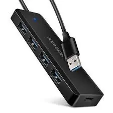USB HUB 4 x USB 3.2 Gen1, USB-AM, 19cm, USB-C power IN, Axagon HUE-C1A-0